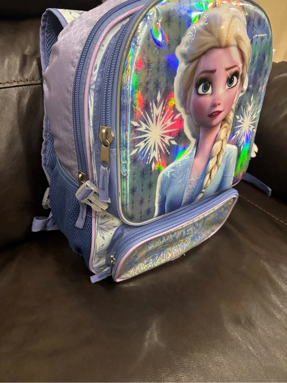Elsa Holographic Kids Backpack - Purple & Blue